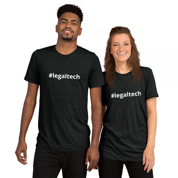 man and woman wear t-shirts that say #legaltech